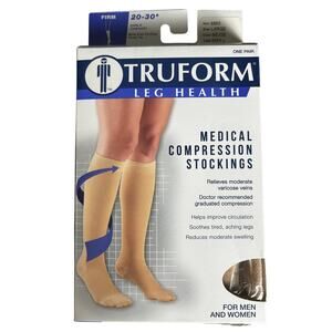 TRUFORM Medical Firm Compression Socks Below Knee Beige Size Large